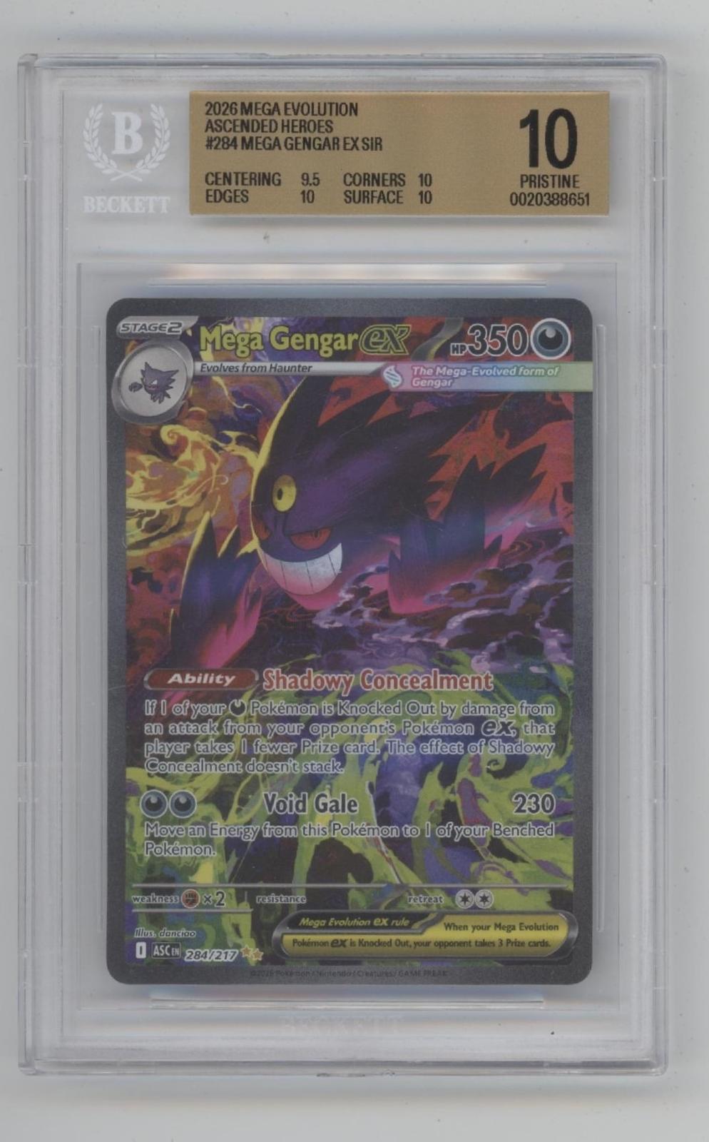 Mega Gengar ex Pokemon Ascended Heroes #284 Beckett 10 Pristine