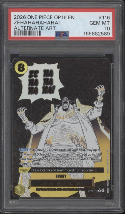 Zehahahahaha! One Piece Card Game OP16 Alternate Art #116 PSA 10