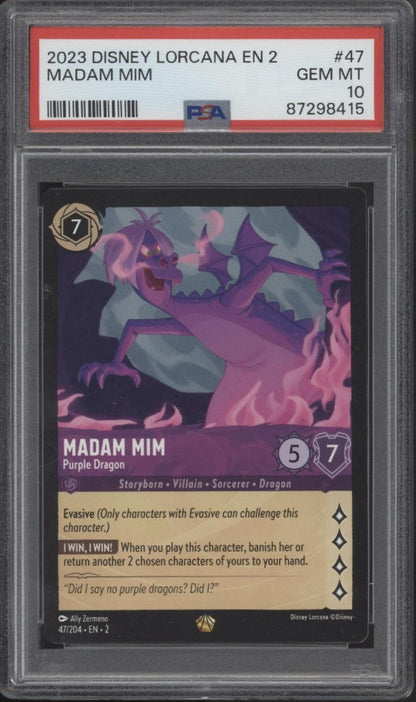 Madam Mim Purple Dragon Disney Lorcana Rise of the Floodborn #47 PSA 10