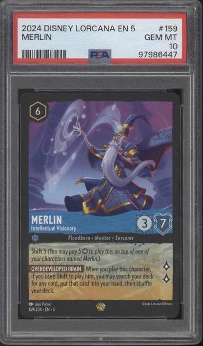 Merlin Intellectual Visionary Disney Lorcana Shimmering Skies #159 PSA 10