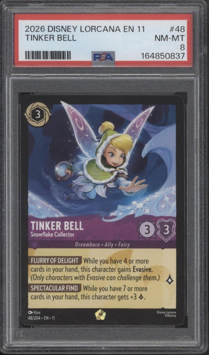 Tinker Bell Snowflake Collector Disney Lorcana Winterspell #48 PSA 8