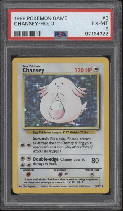 Chansey Pokemon Base Set Holo #3 PSA 6
