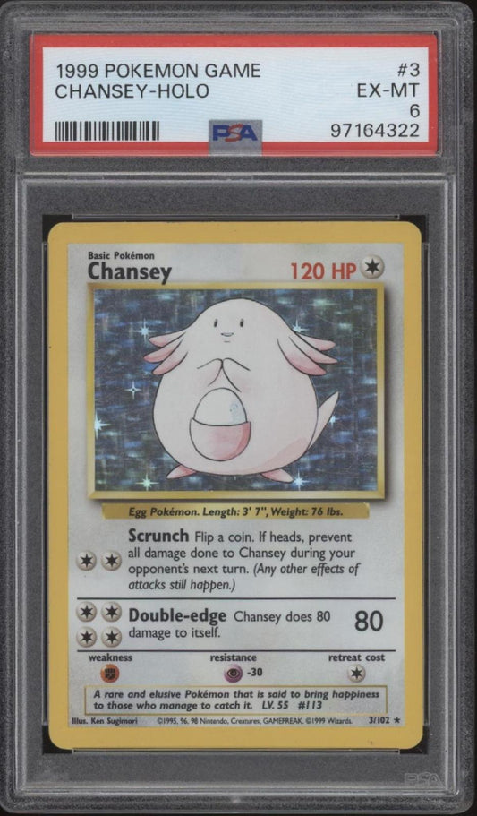 Chansey Pokemon Base Set Holo #3 PSA 6