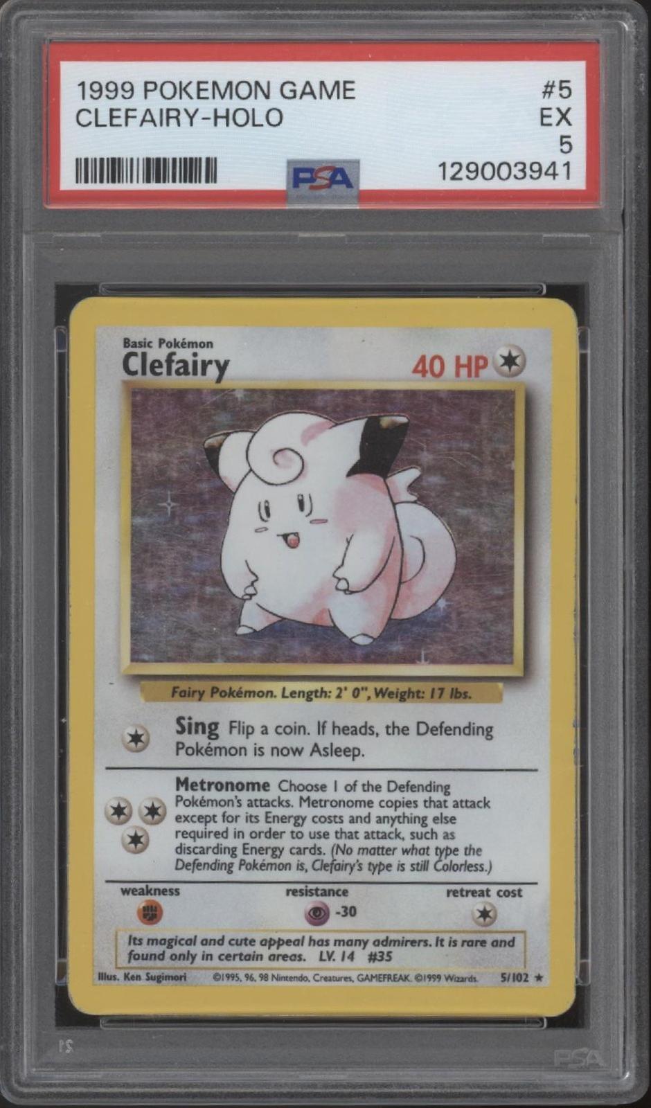 Clefairy Pokemon Base Set Holo #5 PSA 5