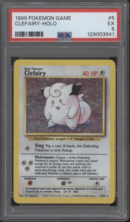 Clefairy Pokemon Base Set Holo #5 PSA 5