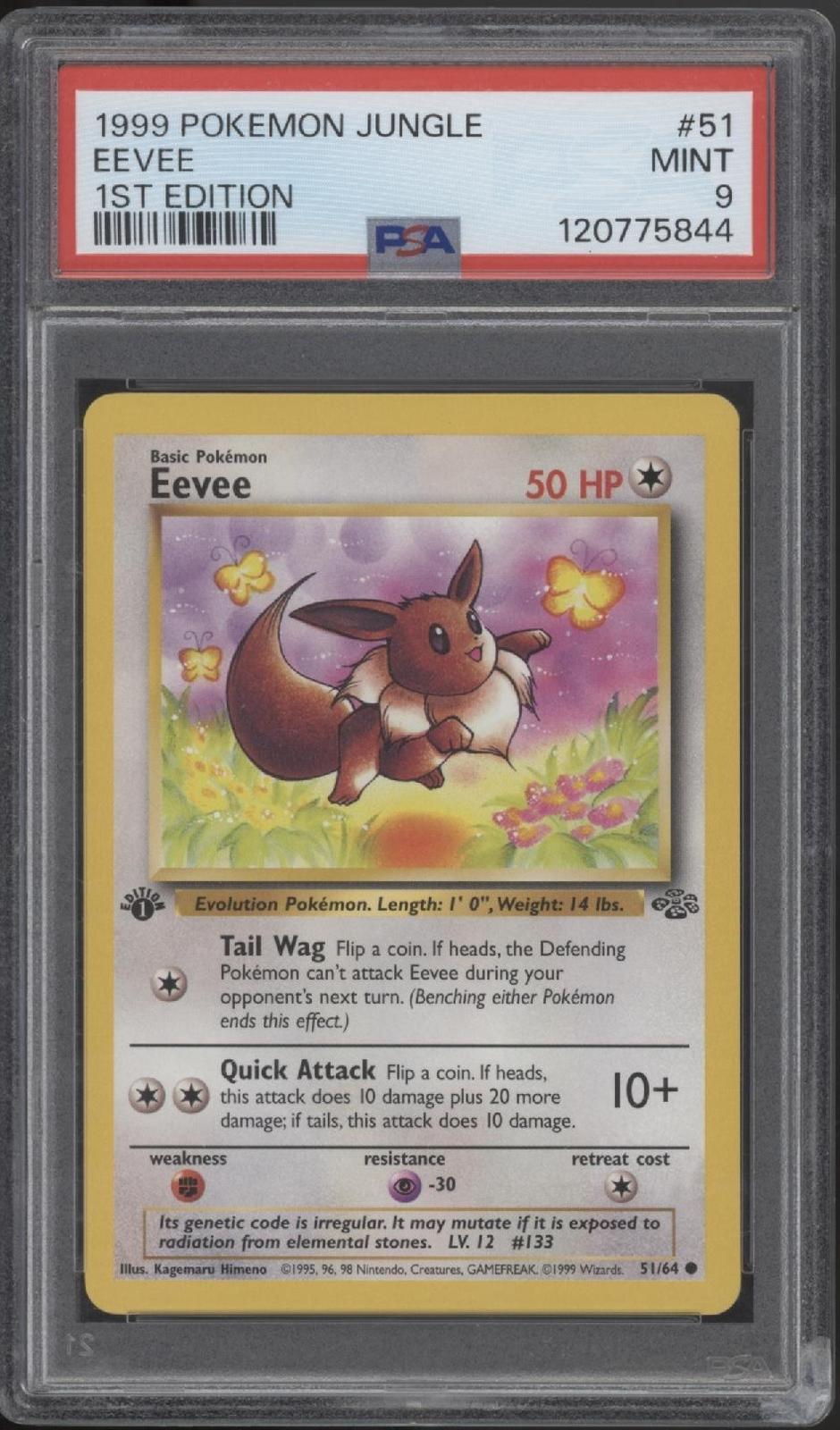 Eevee Pokemon Jungle 1st Edition #51 PSA 9