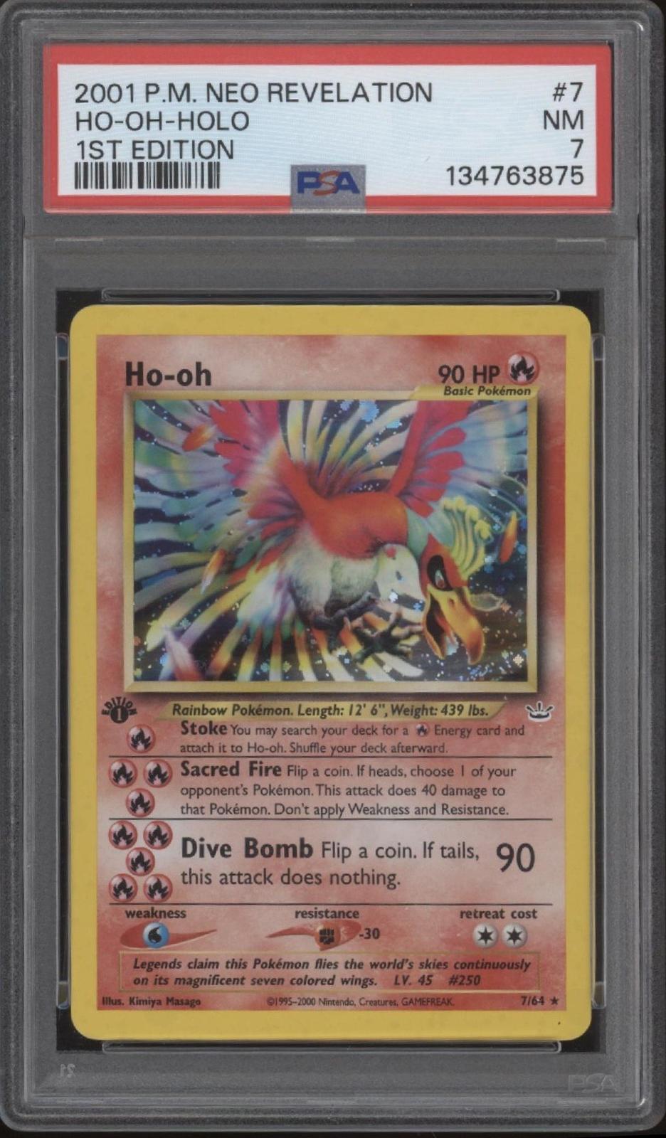 Ho-Oh Pokemon Neo Revelation Holo 1st Edition #7 PSA 7