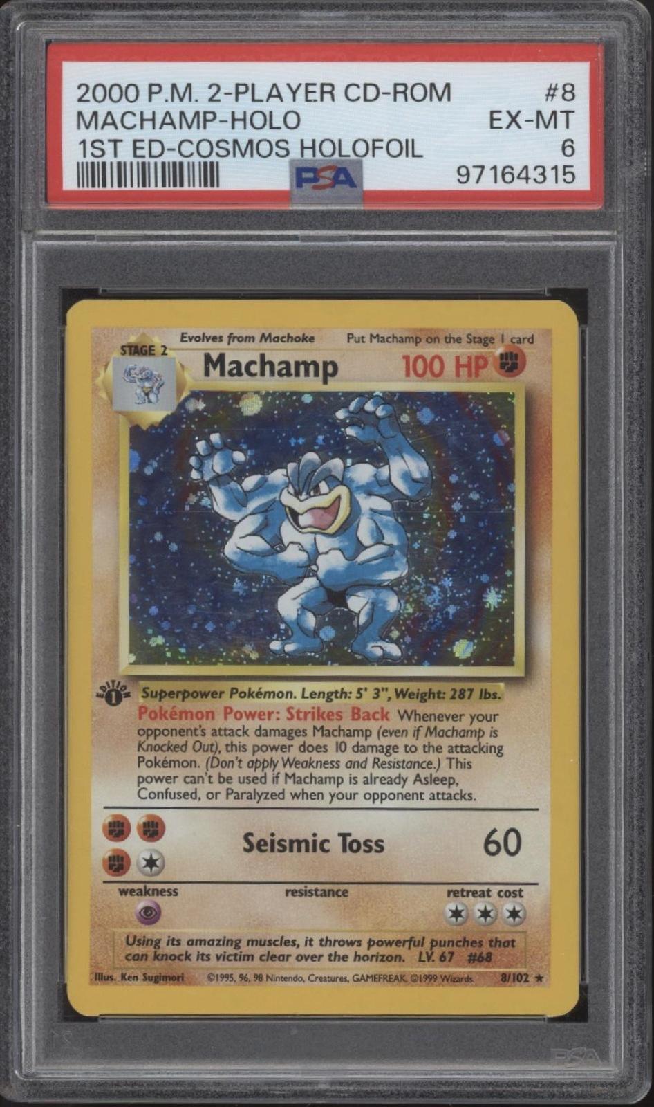 Machamp Pokemon CD-Rom Cosmos Holo 1st Edition #8 PSA 6
