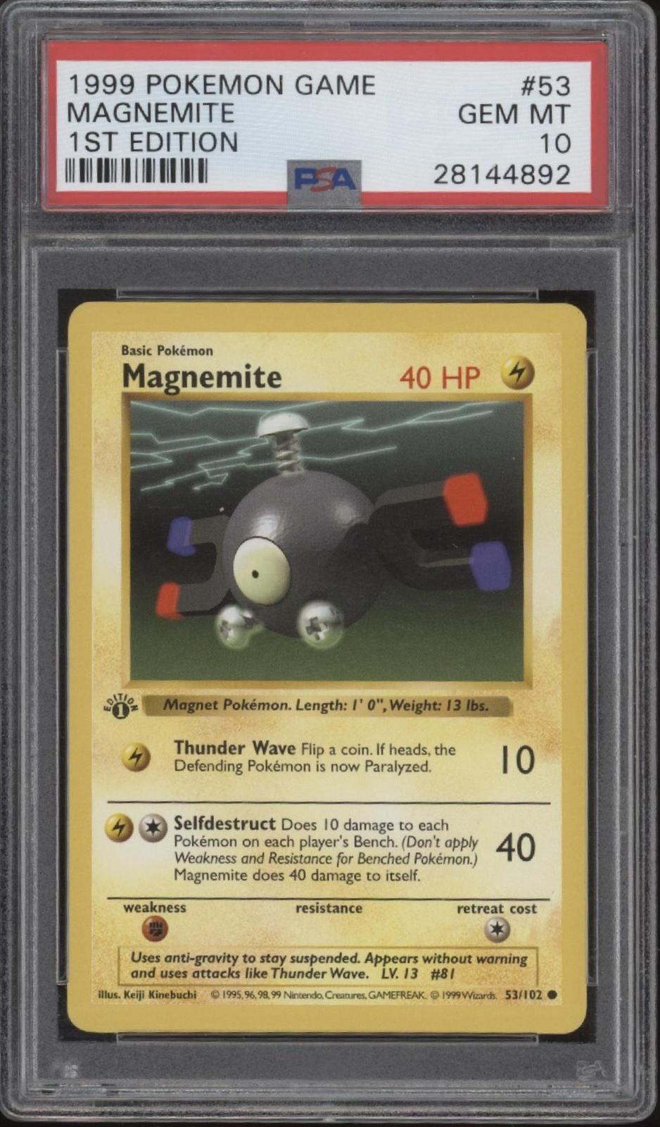 Magnemite Pokemon Base Set 1st Edition #53 PSA 10