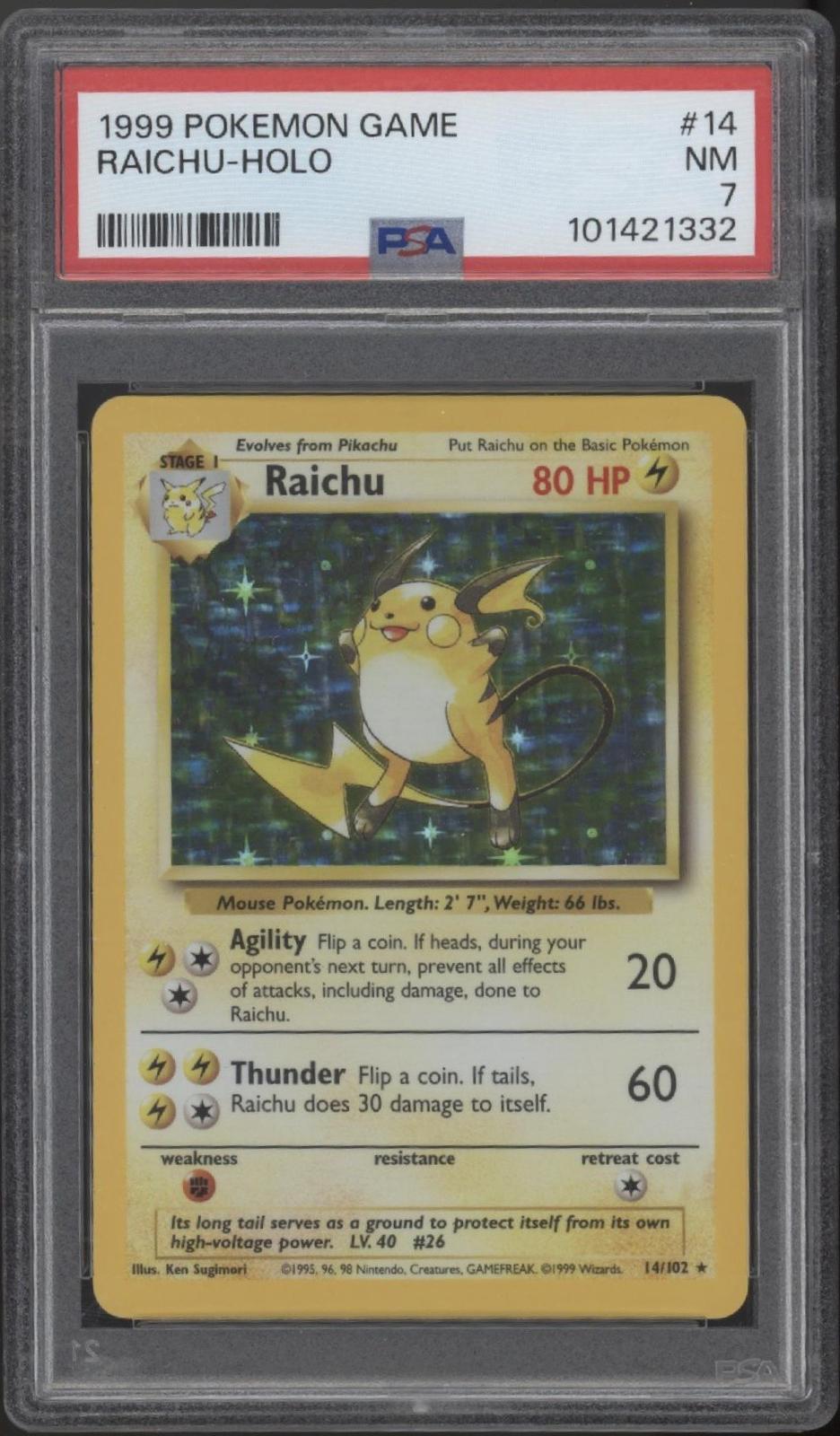 Raichu Pokemon Base Set Holo #14 PSA 7