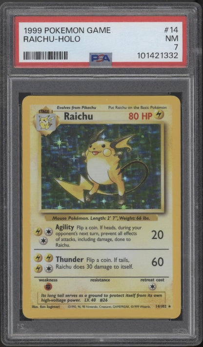 Raichu Pokemon Base Set Holo #14 PSA 7