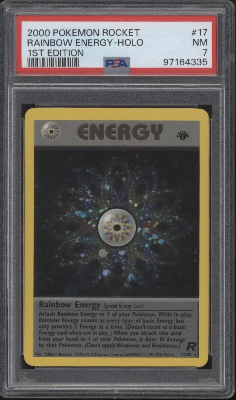 Rainbow Energy Pokemon Team Rocket Holo 1st Edition #17 PSA 7