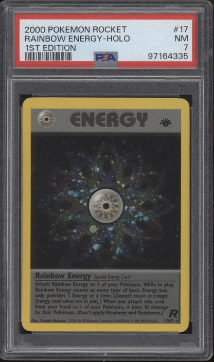 Rainbow Energy Pokemon Team Rocket Holo 1st Edition #17 PSA 7