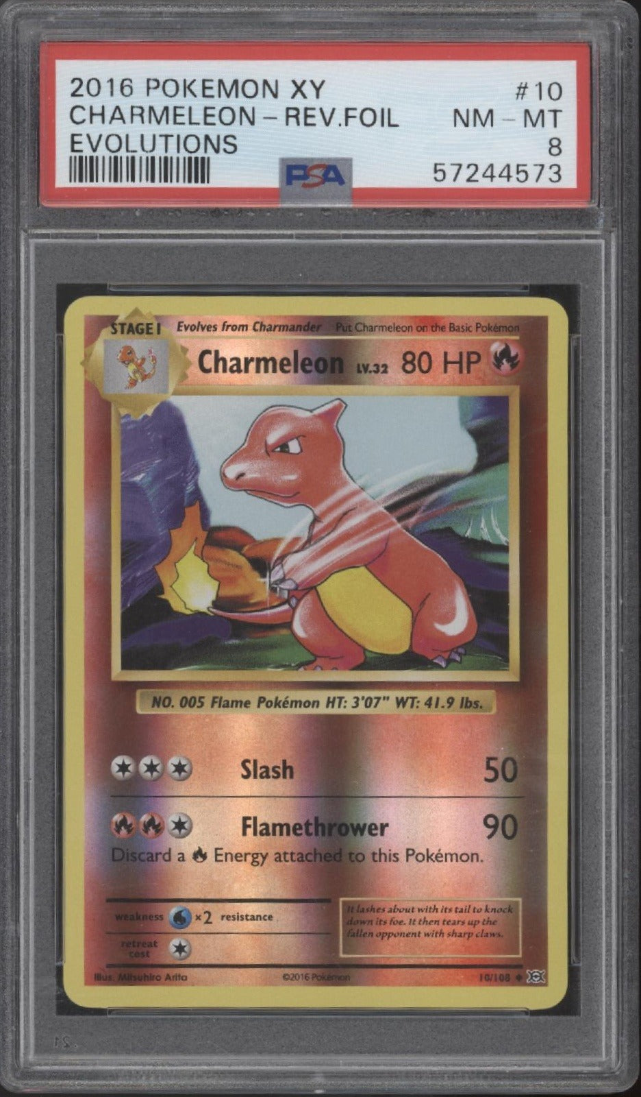 Charmeleon Pokemon Evolutions Reverse Holo #10 PSA 8