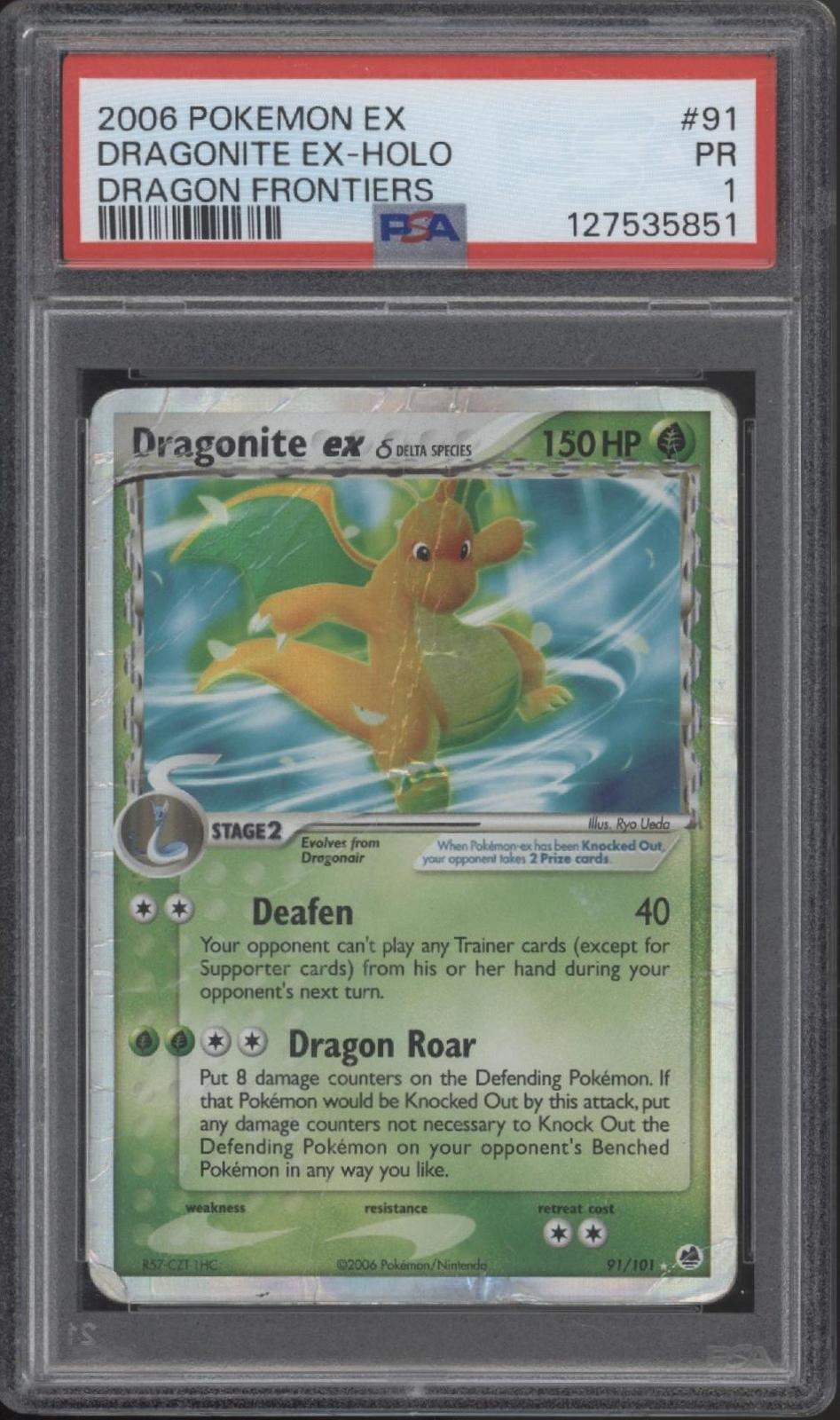 Dragonite ex Pokemon Dragon Frontiers Holo #91 PSA 1 #2