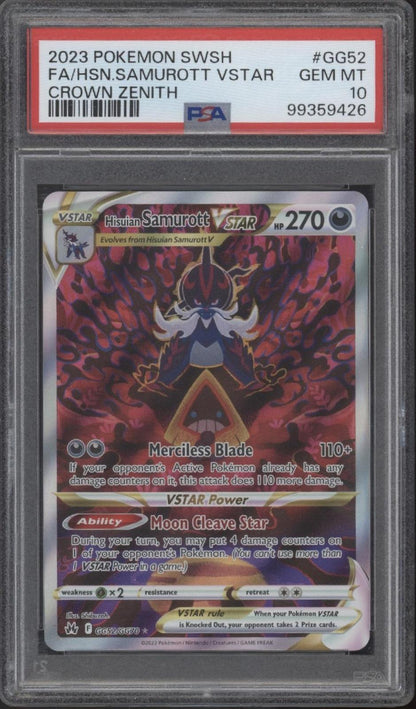 Hisuian Samurott VSTAR Pokemon Crown Zenith Full Art #GG52 PSA 10