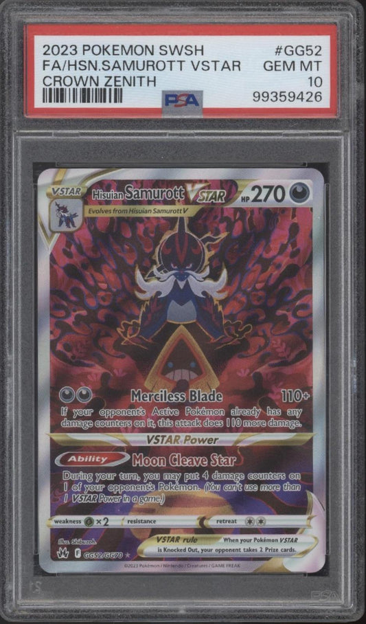 Hisuian Samurott VSTAR Pokemon Crown Zenith Full Art #GG52 PSA 10