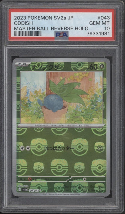 Oddish Pokemon 151 Master Ball Reverse Holo Japanese #043 PSA 10