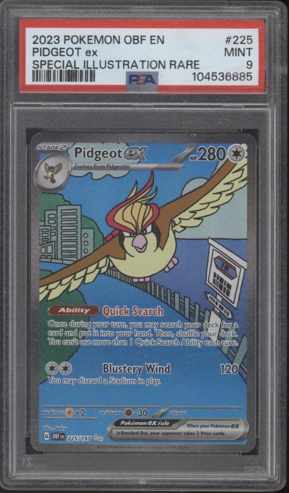 Pidgeot ex Pokemon Obsidian Flames Special Illustration Rare #225 PSA 9