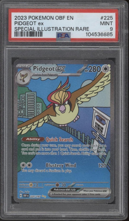 Pidgeot ex Pokemon Obsidian Flames Special Illustration Rare #225 PSA 9