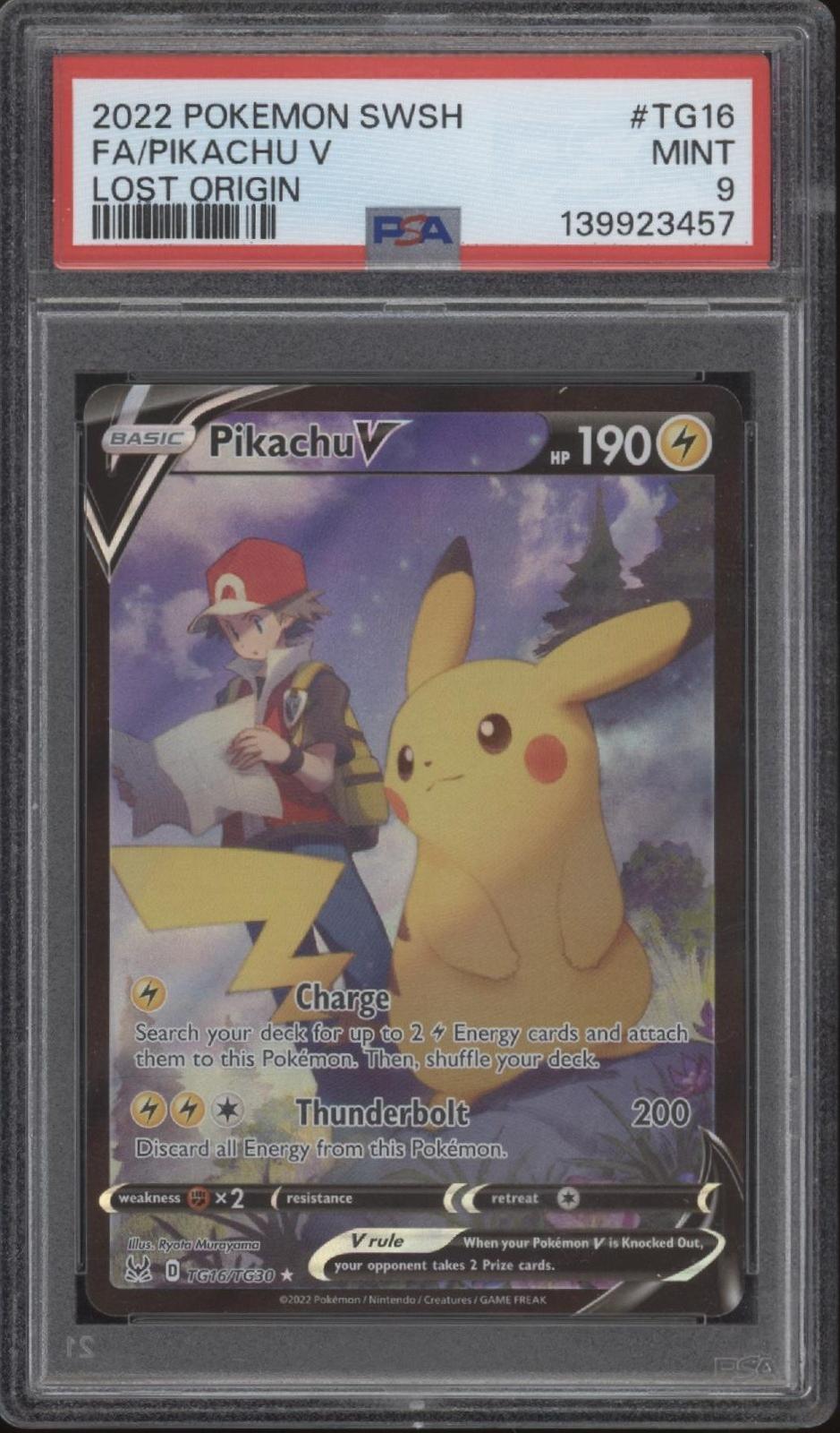 Pikachu V Pokemon Lost Origin Full Art #TG16 PSA 9