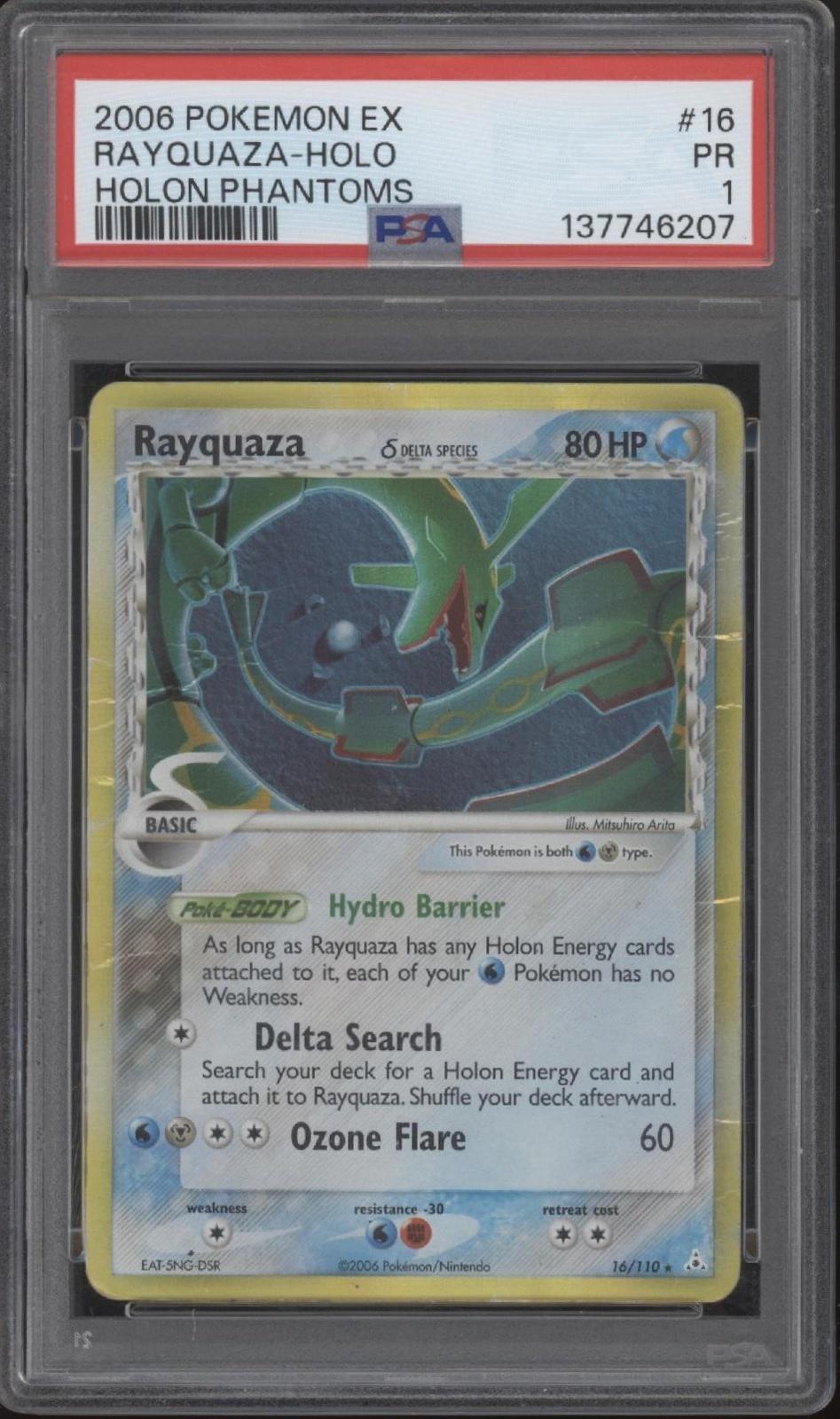 Rayquaza Pokemon Holo Phantoms Holo #16 PSA 1