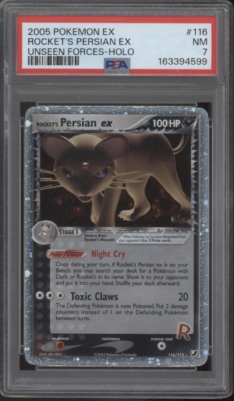 Rocket's Persian ex Pokemon Unseen Forces Holo #116 PSA 7