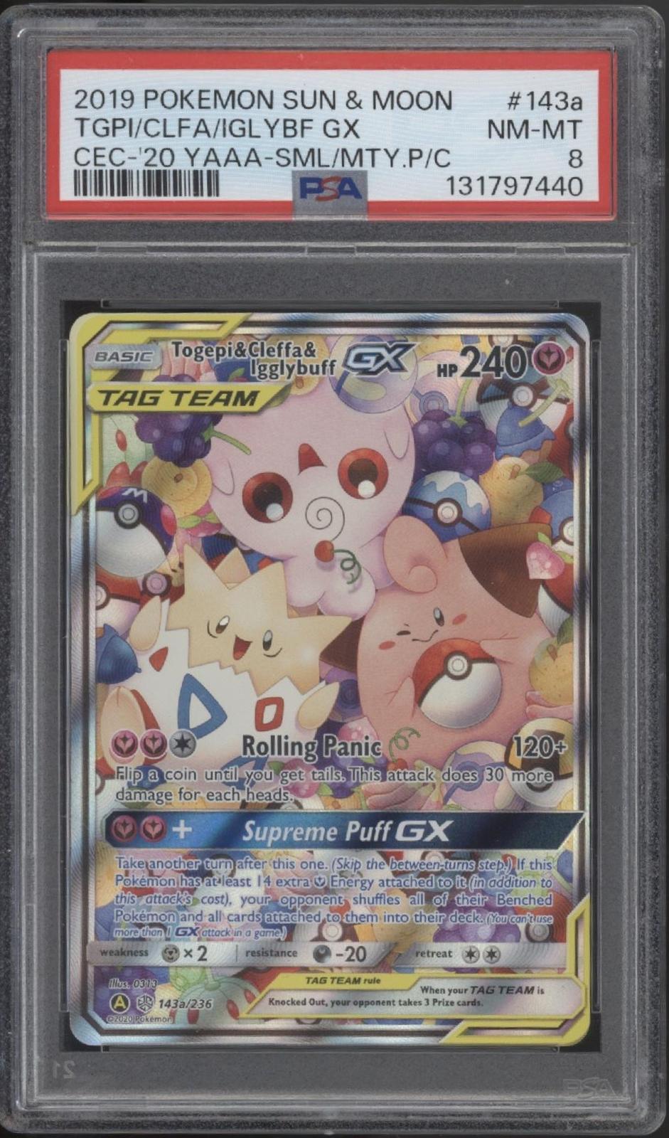 Togepi & Cleffa & Igglybuff GX Pokemon CEC 2020 YAAA #143a PSA 8