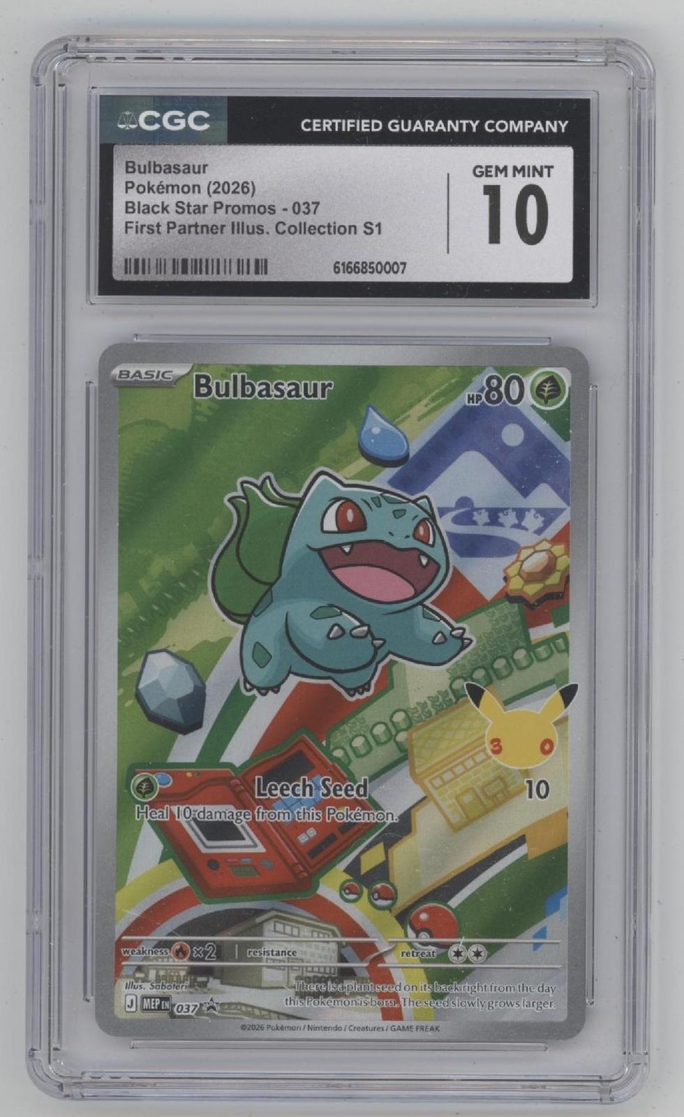Bulbasaur Pokemon First Partner Illustration Collection Series 1 #037 CGC 10