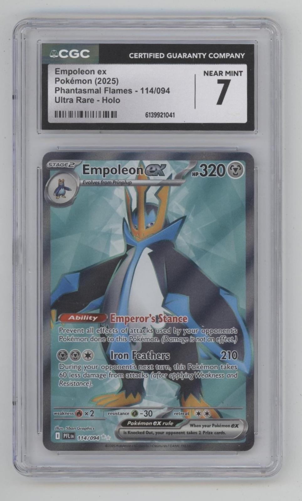 Empoleon ex Pokemon Phantasmal Flames Ultra Rare Holo #114 CGC 7