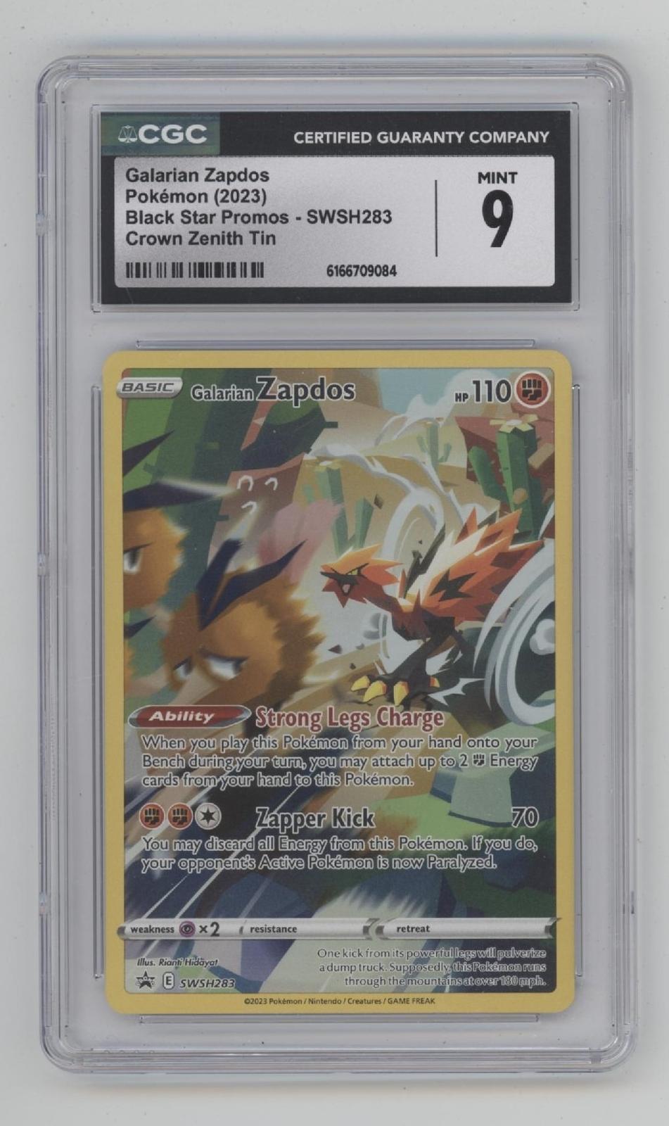 Galarian Zapdos Pokemon Crown Zenith Tin Promo #SWSH283 CGC 9