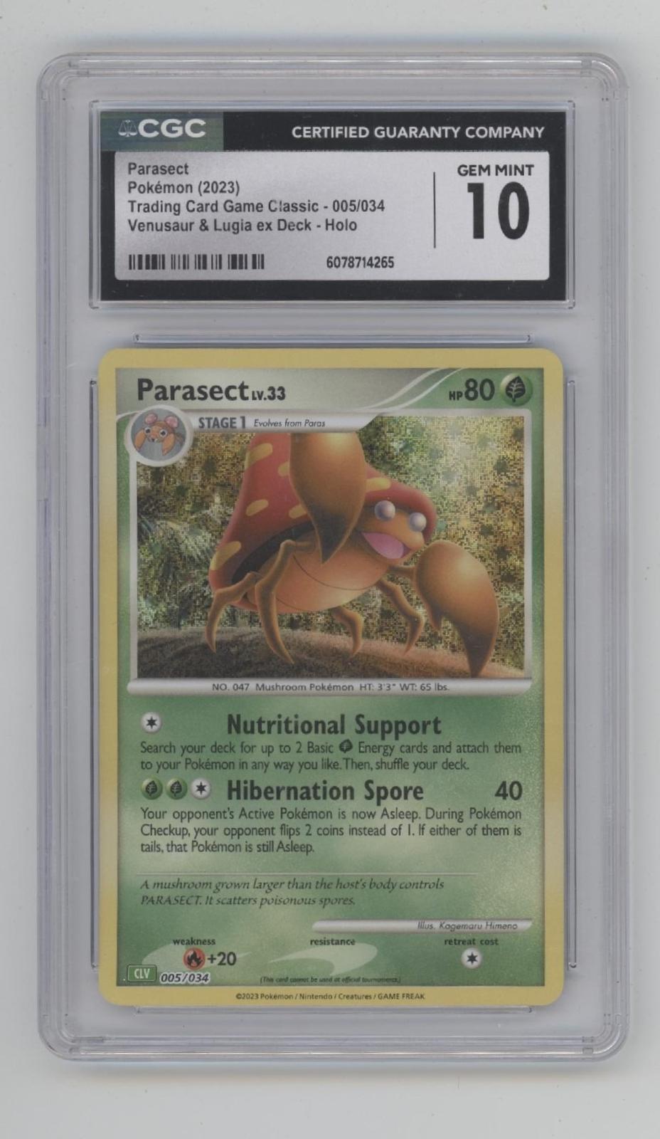 Parasect Pokemon Venusaur & Lugia ex Deck Holo CGC 10