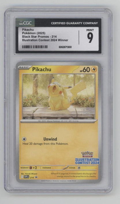 Pikachu Pokemon Illustration Contest 2024 Winner Promo #214 CGC 9