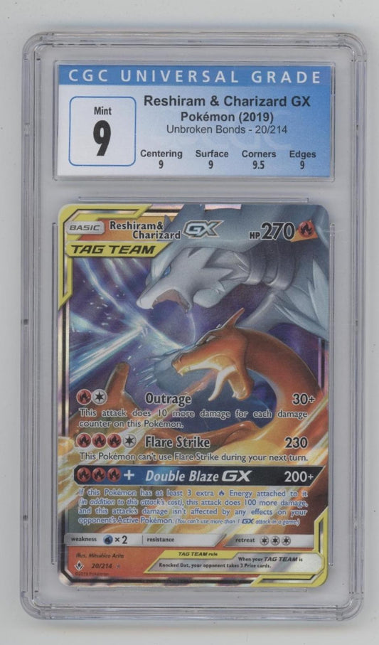 Reshiram & Charizard GX Pokemon Unbroken Bonds #20 CGC 9