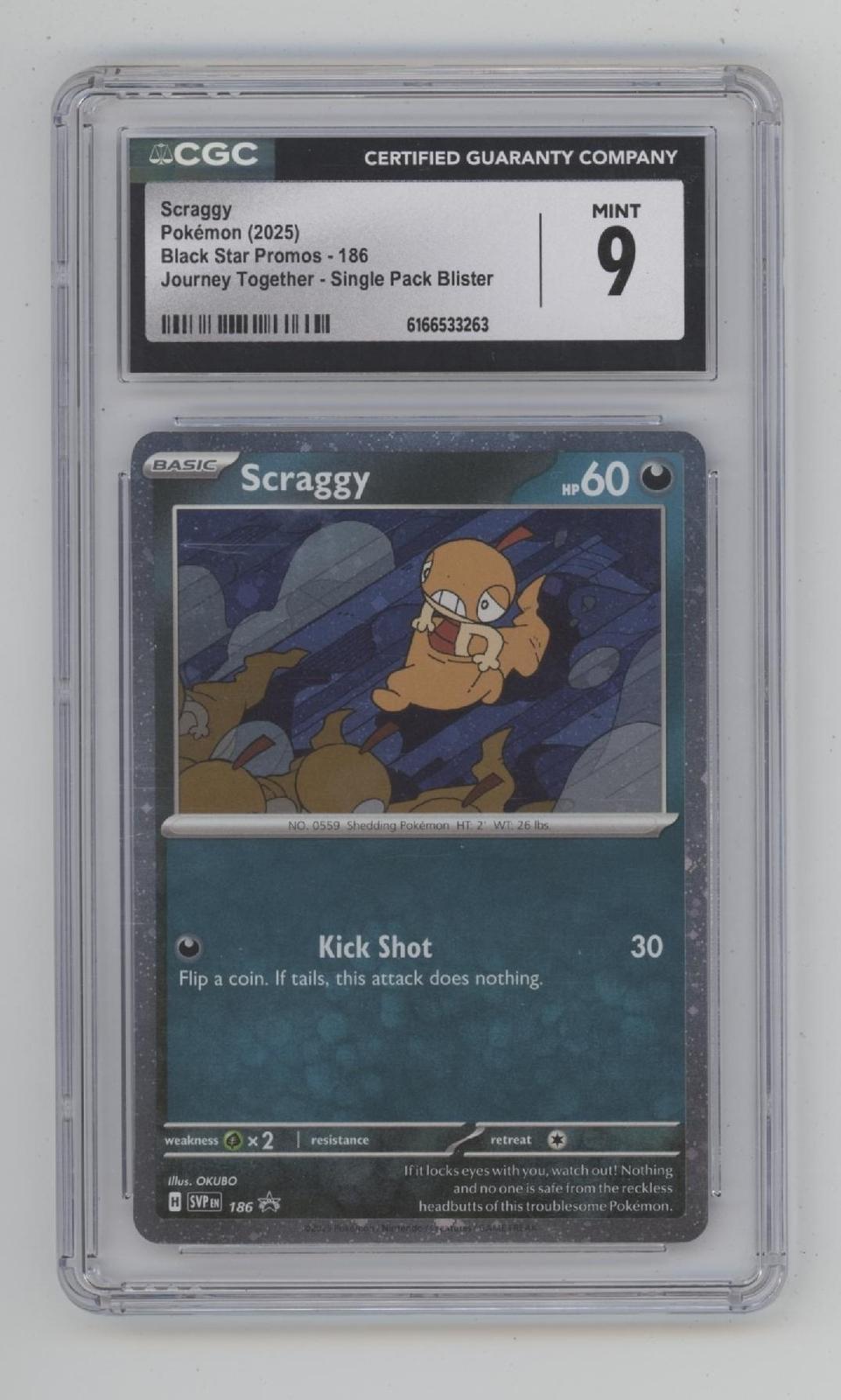 Scraggy Pokemon Journey Together Single Pack Blister Promo #186 CGC 9
