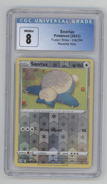 Snorlax Pokemon Fusion Strike Reverse Holo #206 CGC 8