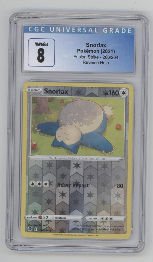 Snorlax Pokemon Fusion Strike Reverse Holo #206 CGC 8