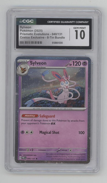 Sylveon Pokemon Prismatic Evolutions Costco Exclusive 8-Tin Bundle #040 CGC 10