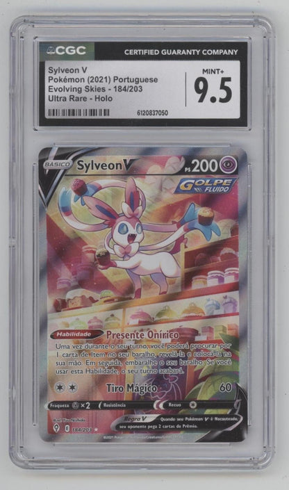 Sylveon V Pokemon Evolving Skies Ultra Rare Holo Portuguese #184 CGC 9.5