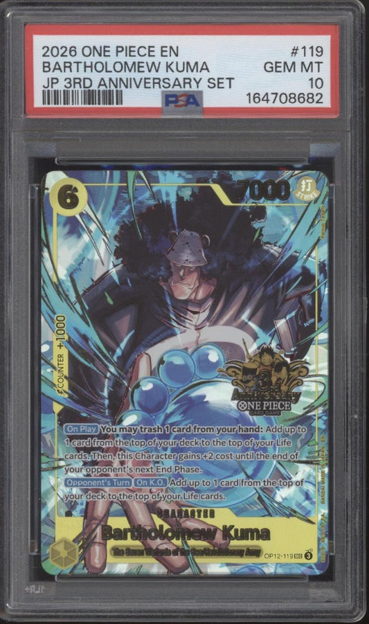 Bartholomew Kuma One Piece Card Game 3rd Anniversary Set Japanese #119 PSA 10 #1