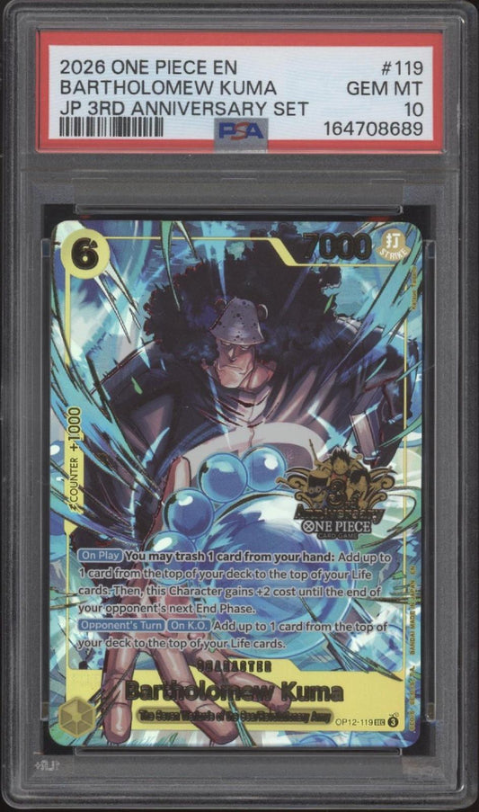 Bartholomew Kuma One Piece Card Game 3rd Anniversary Set Japanese #119 PSA 10 #2