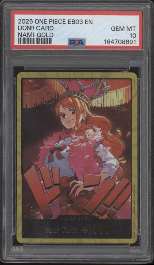 Don!! Card Nami One Piece Card Game EB03 Gold PSA 10