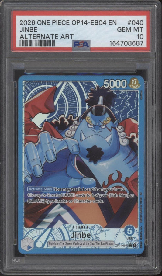 Jinbe One Piece Card Game OP14-EB04 Alternate Art #040 PSA 10