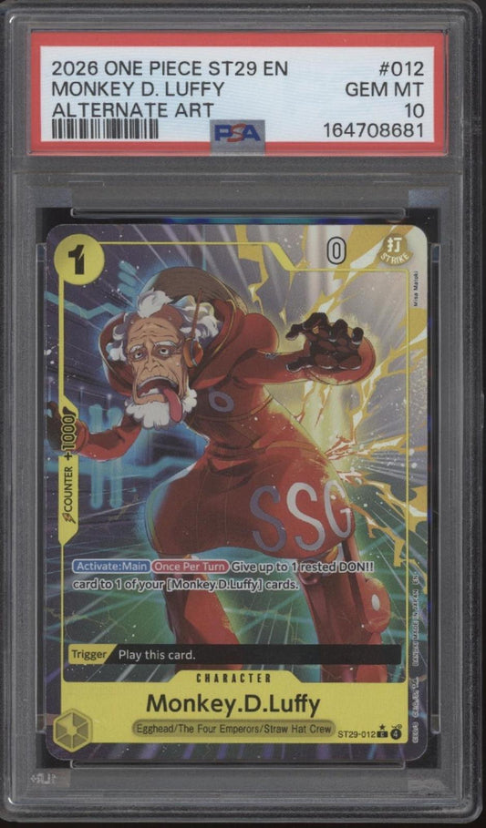 Monkey D Luffy One Piece Card Game ST29 Alternate Art #012 PSA 10
