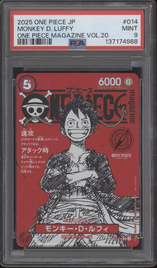 Monkey D Luffy One Piece Card Game Magazine Vol. 20 Japanese #014 PSA 9