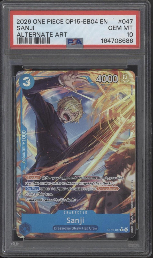 Sanji One Piece Card Game OP15-EB04 Alternate Art #047 PSA 10