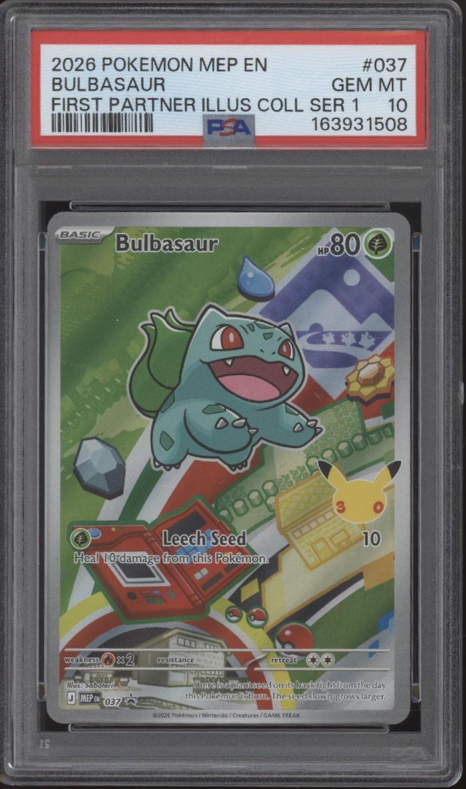 Bulbasaur Pokemon First Partner Illustration Collection Series 1 #037 PSA 10