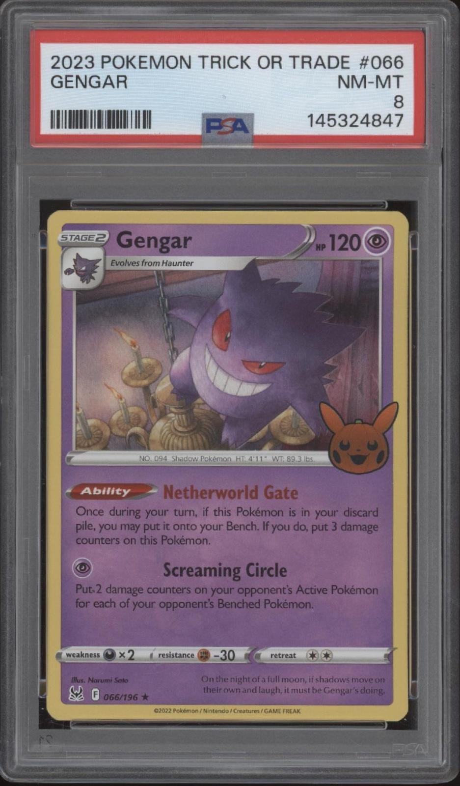 Gengar Pokemon Trick or Trade #066 PSA 8