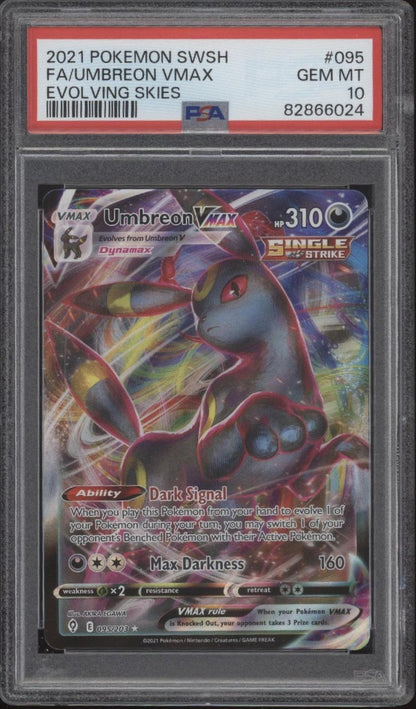 Umbreon VMAX Pokemon Evolving Skies Full Art #095 PSA 10