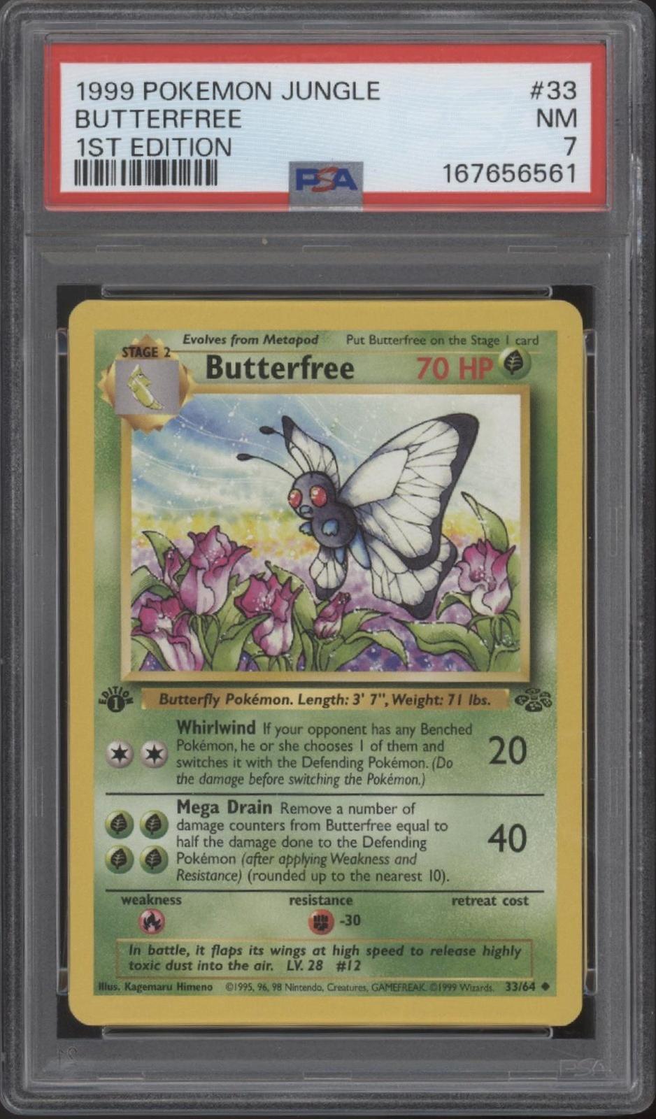 Butterfree Pokemon Jungle 1st Edition #33 PSA 7